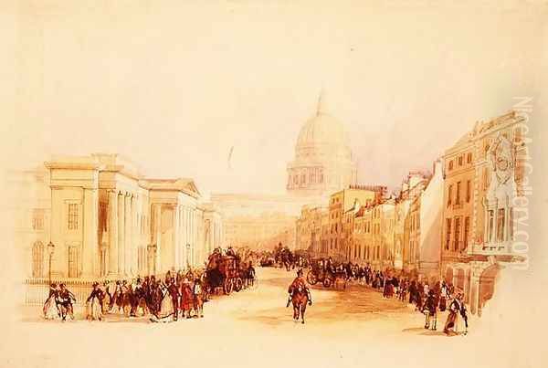 General Post Office and St. Martin le Grand, 1845 Oil Painting by John Francis Salmon