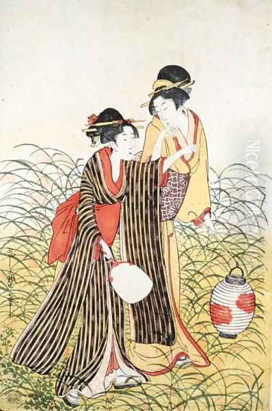 Two Ladies, Edo Period 1603-1868 Oil Painting by Toshusai Sharaku