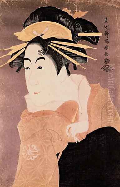 Matsumoto Yonesaburo in the role of the courtesan Kewaizaka No Shosho Shinobu in the play Katakiuchi Noriai Banashi, c.1794-95 2 Oil Painting by Toshusai Sharaku