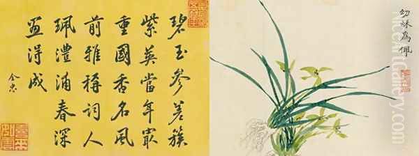 Leaf 6a and 6b, from Master Shen Fengchis Orchid Manual, Vol. II, 1882 Oil Painting by Zhenlin Shen