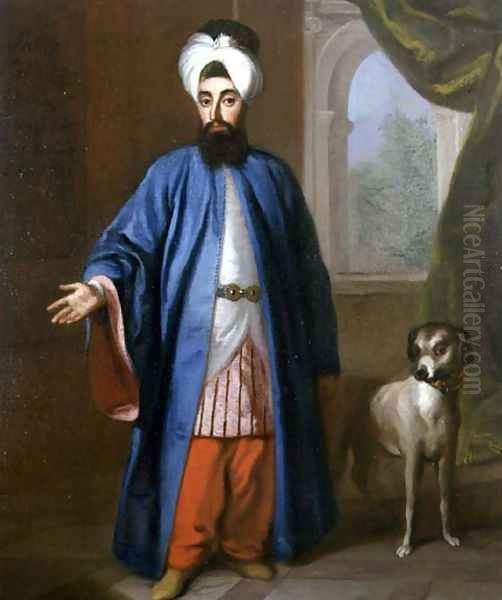 Portrait of Sahid Mehemet Effendi Emissary to the Swedish Court, 1733 Oil Painting by George Engelhardt Schroeder