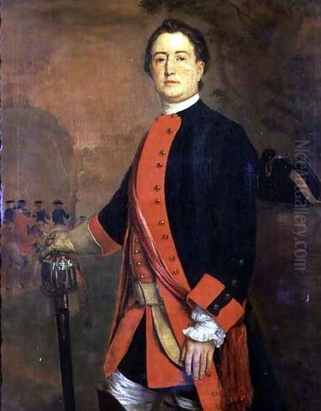 John Long Bateman Esq., Captain in Colonel Ponsonby's Independent Regiment, wearing the uniform of the Royal Horse Guards, 1744 Oil Painting by Stephen Slaughter