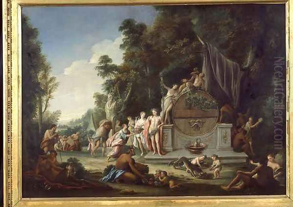 Fete Galante in Honour of Bacchus Oil Painting by Jean Jacques Spoede