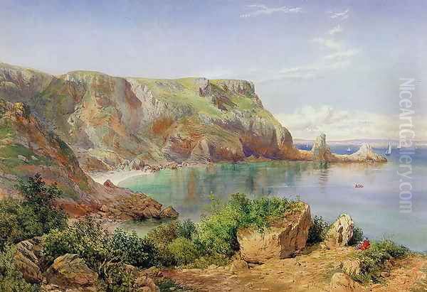 Anstys Cove, Babbacombe, Devon, 1861 Oil Painting by John William Salter