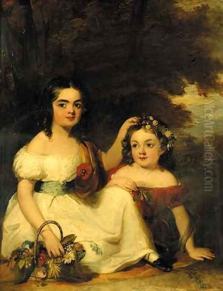 Portrait of Eleanor (1839-1895) and Mary Ann Rickards (1841-1926) Oil Painting by John William Salter