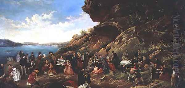 Picnic on Clark Island, 1870 Oil Painting by Montague Scott