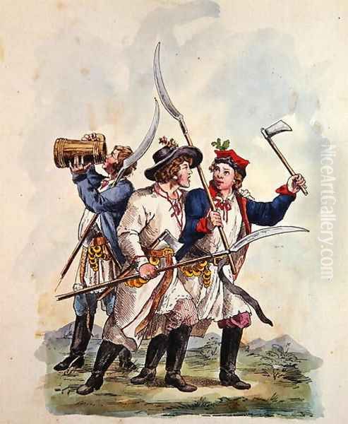 Costumes of the Polish Army after 1700 3 Oil Painting by Michal Stachowicz