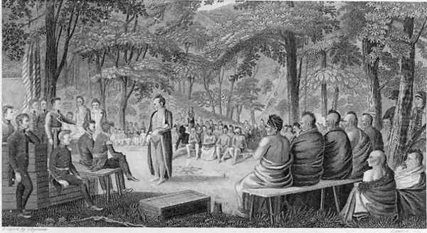 Major Long Holding a Council with the Oto Missouri Indians, engraved by Lawson, 1819 Oil Painting by Seymour, Samuel