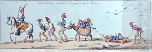 French Volunteers marching to the Conquest of Great Britain, etched by James Gillray 1757-1815 published by Hannah Humphrey in 1803 Oil Painting by Charles Lorraine Smith