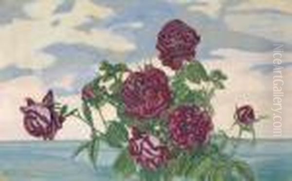 Roses Devant Une Marine Oil Painting by Leon Spilliaert