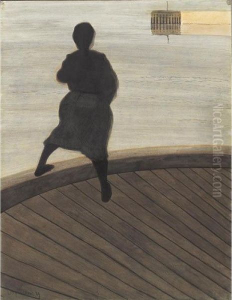 Femme De Pecheur Sur Le Ponton Oil Painting by Leon Spilliaert