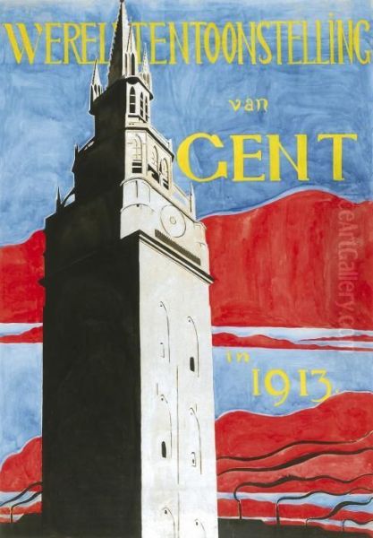 Ontwerp Voor Affiche:wereldtentoonstelling Gent Oil Painting by Leon Spilliaert