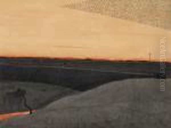 Landscape With Birds(ca. 1919) Oil Painting by Leon Spilliaert