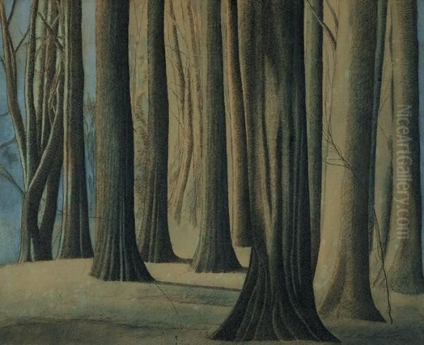 Tree Trunks Oil Painting by Leon Spilliaert