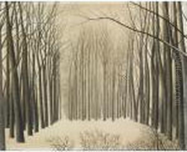 Effets De Neige Aux Arbres Oil Painting by Leon Spilliaert