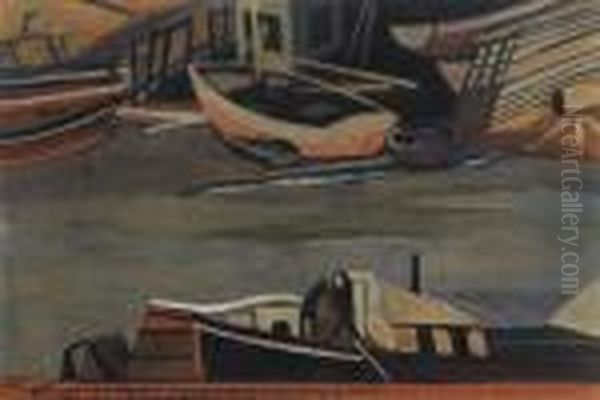 Scheepswerf Te Oostende - Chantier Naval A Ostende (ca.
 1924-1926) Oil Painting by Leon Spilliaert