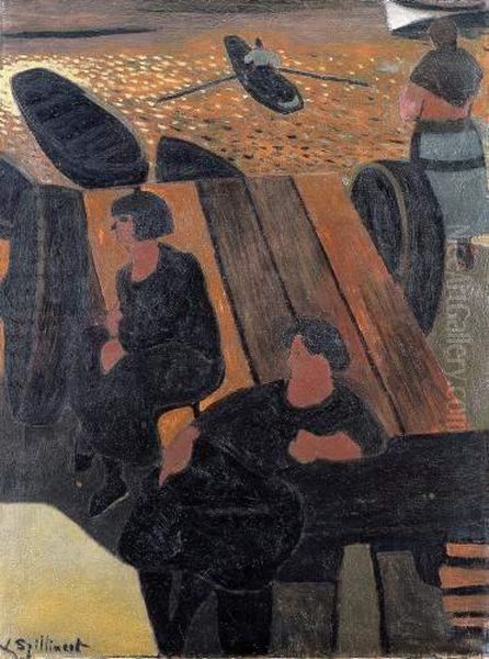 Vissersvrouwen Op De Kaai (ca. 1924-1926) Oil Painting by Leon Spilliaert