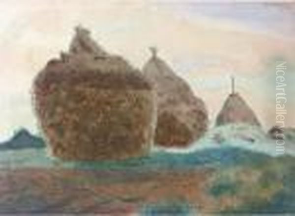 Haystacks Oil Painting by Leon Spilliaert