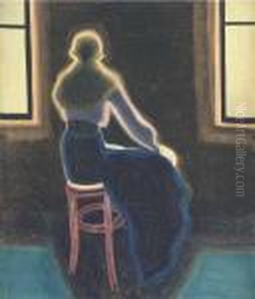 Jeune Femme De Dos Assise Sur Un Tabouret Oil Painting by Leon Spilliaert