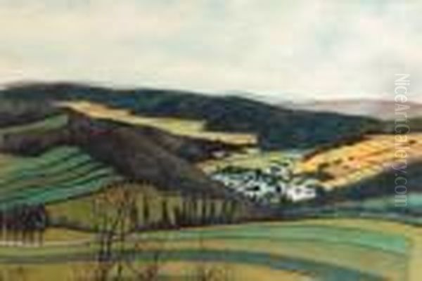 Landscape With Vresse-sur-semois In The Distance Oil Painting by Leon Spilliaert