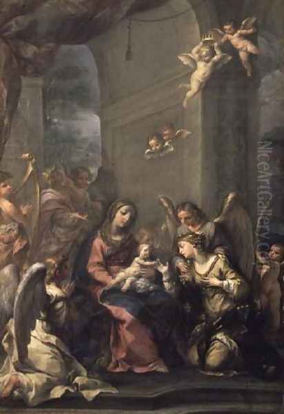 Mystic Marriage of St. Catherine, 1716 Oil Painting by Giovanni Gioseffo da Sole