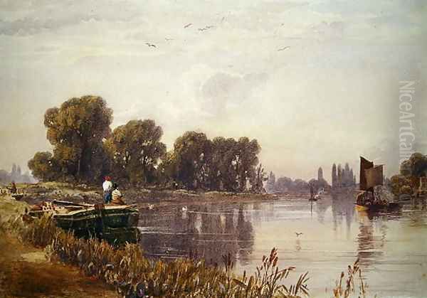 View of the Thames Oil Painting by Caroline Lucy Scott