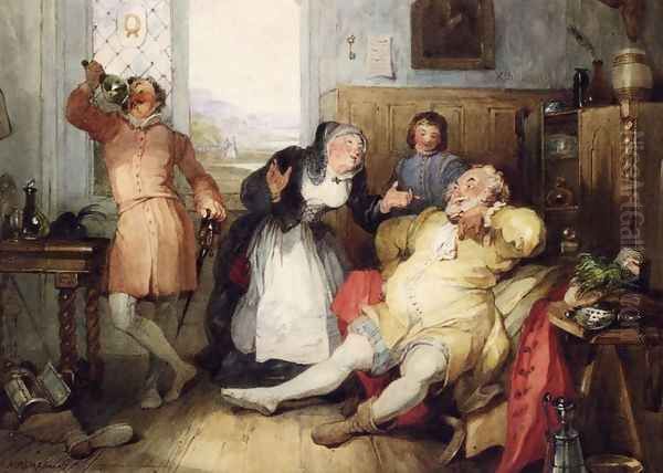 Falstaff and Mistress Quickly from 'The Merry Wives of Windsor' Oil Painting by Francis Philip Stephanoff