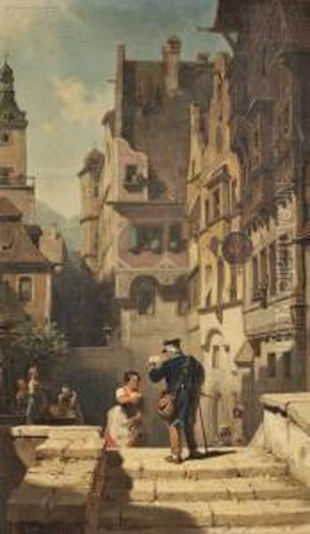 Der Brieftrager Oil Painting by Carl Spitzweg