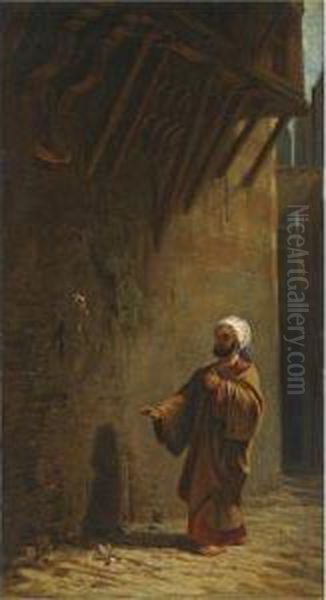 Strasse In Kairo - Turk' Findet Rose (a Cairo Street) Oil Painting by Carl Spitzweg