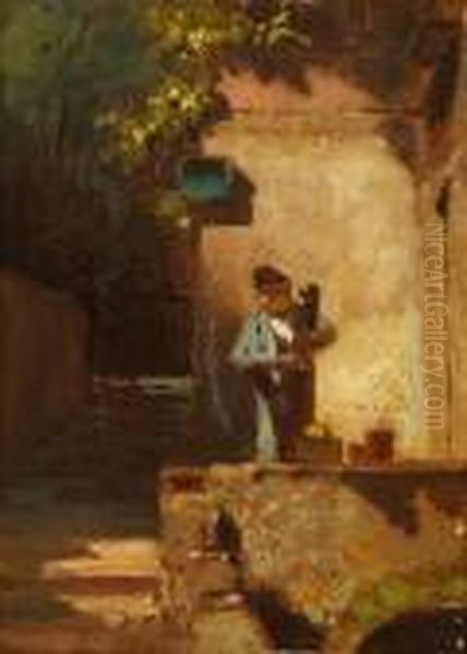 Der Kaktusfreund Oil Painting by Carl Spitzweg