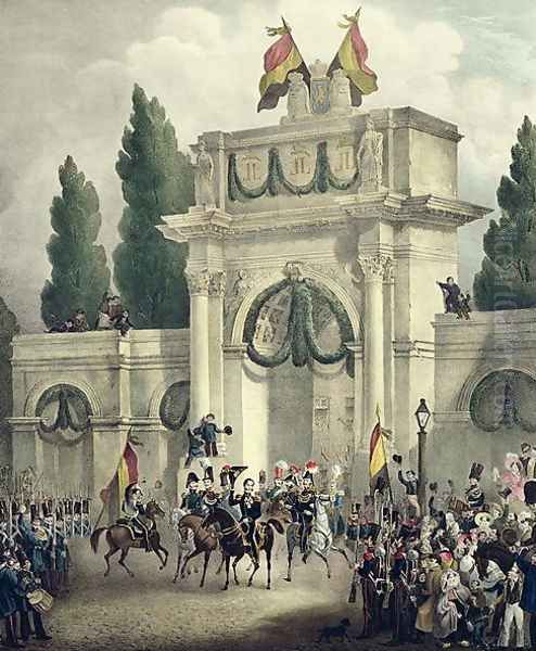 Entry of Prince Leopold of Saxe-Cobourg-Gotha 1790-1865 into Brussels, 21st July 1831 Oil Painting by Gustave Adolphe Simoneau