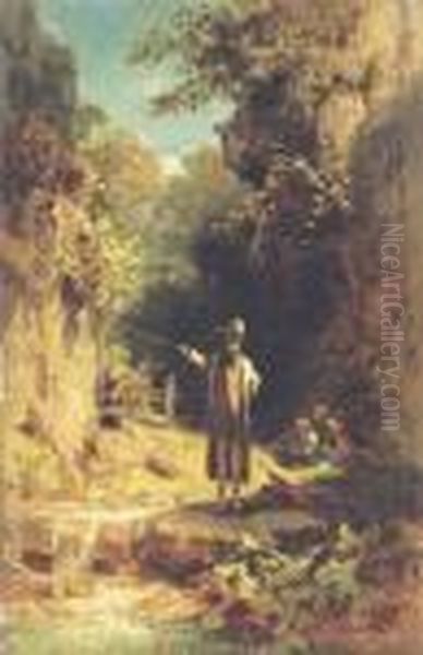 Der Angler: The Fisherman Oil Painting by Carl Spitzweg