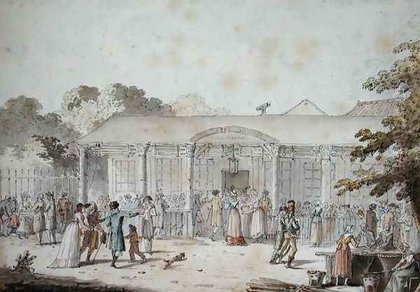 The Cafe Goddet, Boulevard du Temple, at the Time of the Consulat, 1799-1804 Oil Painting by Joseph Swebach-Desfontaines