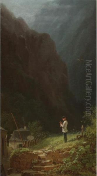 Die Zollwache (the Border Sentry) Oil Painting by Carl Spitzweg