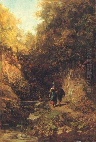 Zwei Kinder Im Wald Oil Painting by Carl Spitzweg