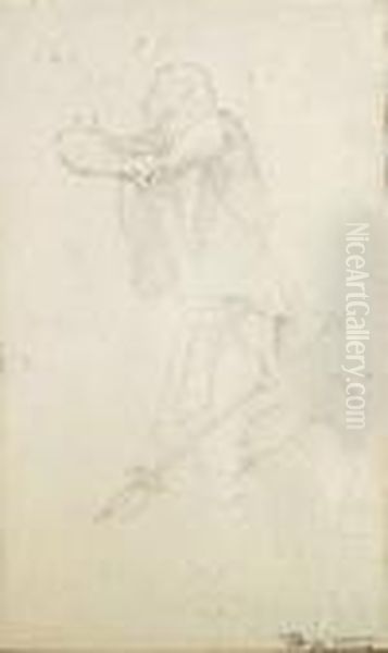 Studies Of A Guard Commander. 
Pencil On Paper, Stamp Of The Artist's Estate, Verso Study Of A Kneeling
 Man, Stamp Of The Artist's Estate Oil Painting by Carl Spitzweg