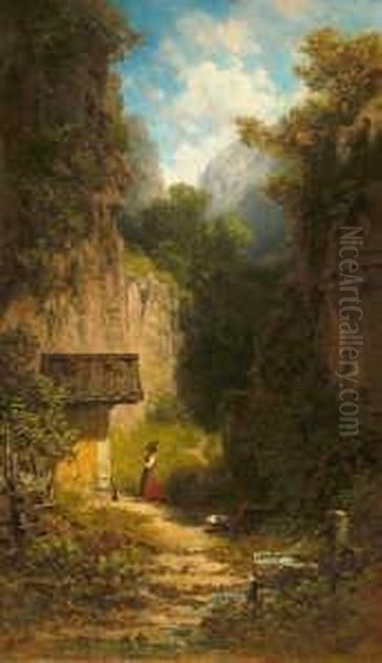 Waldandacht. Monogrammiert Unten
 Rechts: S Im Rhombus. Ol Auf Leinwand. H 54; B 32 Cm. Auf Oil Painting by Carl Spitzweg