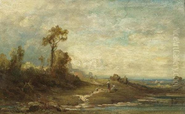 Landscape With Figures. Oil Painting by Carl Spitzweg