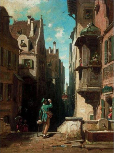 Der Postbote (the Postman) Oil Painting by Carl Spitzweg