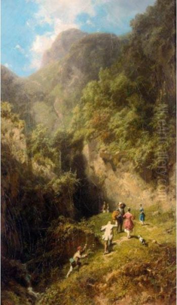 Die Bergbesteigung (the Mountaineers) Oil Painting by Carl Spitzweg