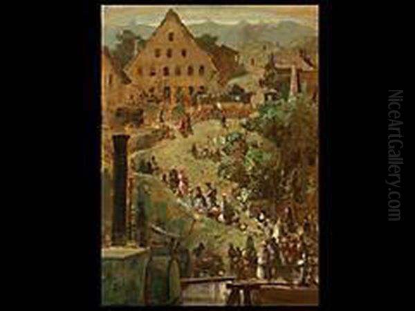 Ankunft Des Raddampfers Oil Painting by Carl Spitzweg