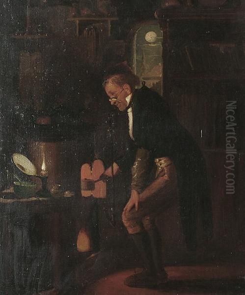 Brewing Up; A Warming Cup Oil Painting by Carl Spitzweg