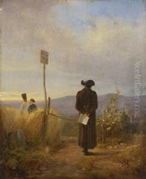 Der Verbotene Weg. Oil Painting by Carl Spitzweg