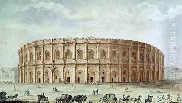 View of the Roman Amphitheatre Oil Painting by Alphonse de Seynes