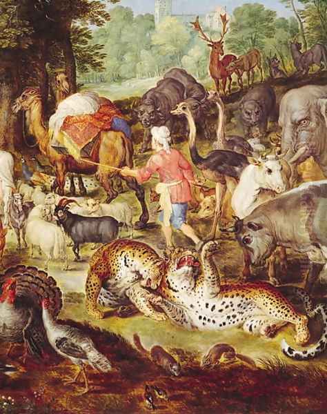 Noahs Ark, detail of the right hand side, after a painting by Jan Brueghel the Elder Oil Painting by Jan Snellinck