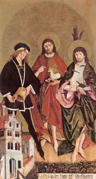 Sts Florian, John the Baptist and Sebastian c. 1480 Oil Painting by Hans II Strigel