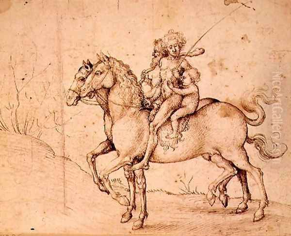 Savages on Horseback Oil Painting by Ludwig Schongauer