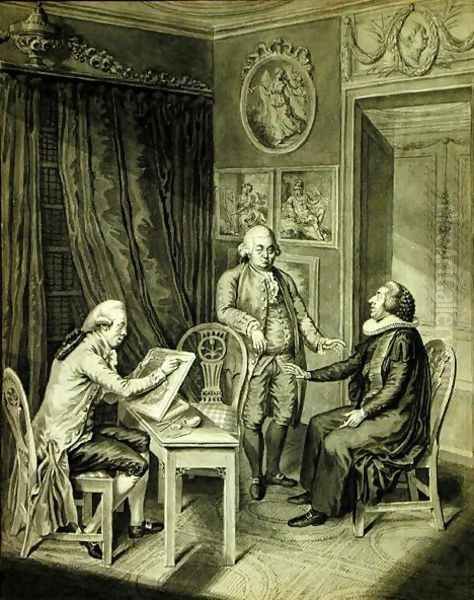 Christian Andreas Georg Stottrupp 1789-1835, Pastor Sturm and Philipp Emanuel Bach 1714-88 Oil Painting by Christian Andreas Georg Stottrupp