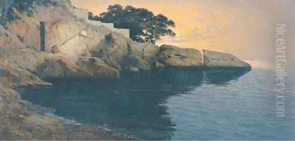 The coast off Dubrovnik Oil Painting by Paul von Spaun