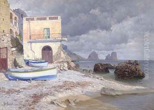 A Capri villa Oil Painting by Paul von Spaun